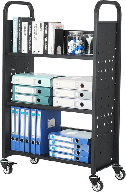 VEVOR Rolling Library Book Cart, 330 lbs Capacity, 30.3 x 15 x 48.0-Inch - Image 9