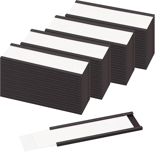 LLPT Magnetic Label Holder 3" x 1" 50 Packs C Channel 300g White Paper Cards by LLPT-AllAboutAdhesiveTapes