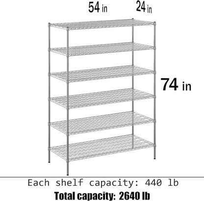 Regal Altair 24" Deep x 54" Wide x 74" Height Wire Shelving Kit | 6-Tier | NSF - Image 3