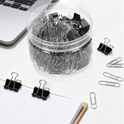 370 PCS Paper Clips and Binder Clips Set – Assorted Sizes Metal Clips, Office - Image 3