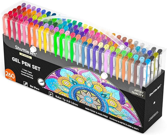 Shuttle Art 260 Pack Gel Pens Set, 130 Colors by ShuttleArt