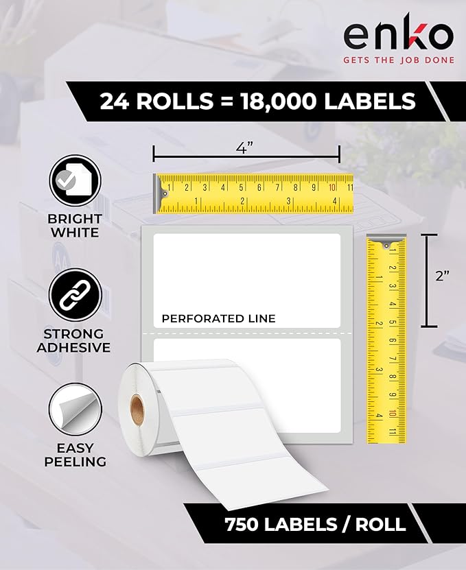 enKo 4" x 2" Labels for Zebra Desktop Printers - Image 2