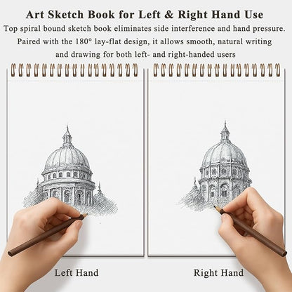 9"X12" Sketch Book Bulk, Top Spiral Bound Sketch Pad, 3 Pack 100 Sheets Each - Image 6