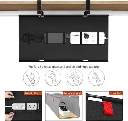 Univivi No Drill Under Desk Cable Management Tray, Clamp/Screw Mount Desk Cable - Image 2