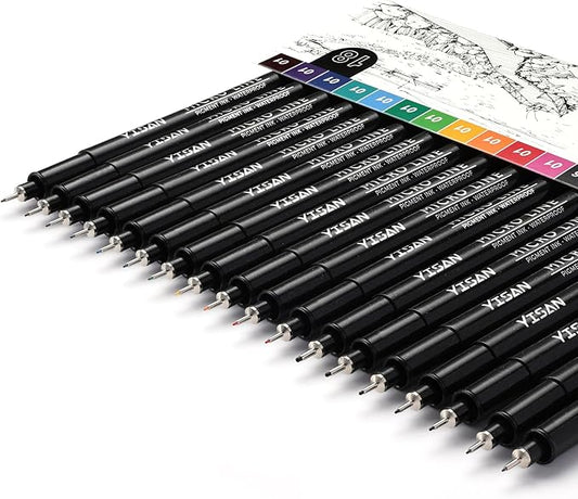 YISAN 18-Pack Colored Drawing Pens by YISAN