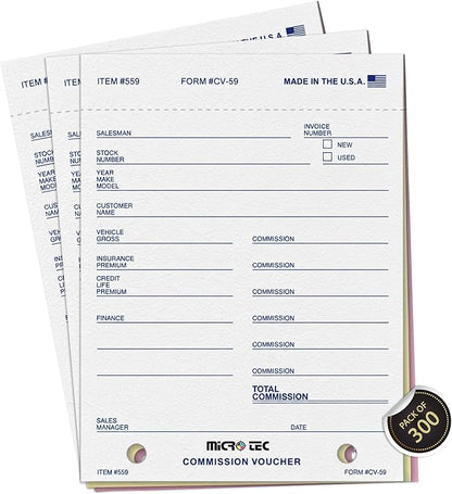 Commission Voucher Book CV-59-3 Part Carbonless Forms, Triplicate NCR Receipt by Unknown