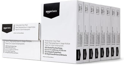 Amazon Basics Multipurpose Copy Printer Paper, 20 lb, 8.5 x 11 Inches, 8 Reams by AmazonBasics