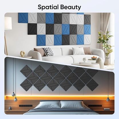 UNECHO 12 Pack 12" X 12" X 0.4" Acoustic Panels - Image 5