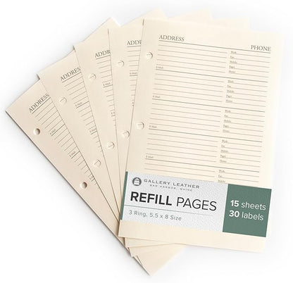 Gallery Leather Address Book Refill Replacement Pages by GalleryLeather
