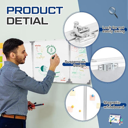 48” x 18” Foldable Whiteboard Dry Erase Board Large Tri Folding Whiteboard - Image 3