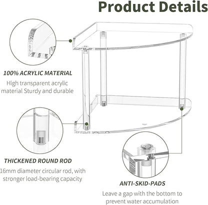 Sezanrpt 2 Tier Acrylic Corner Shelf Organizer Storage 9.5x9.5x8 Inch, - Image 5