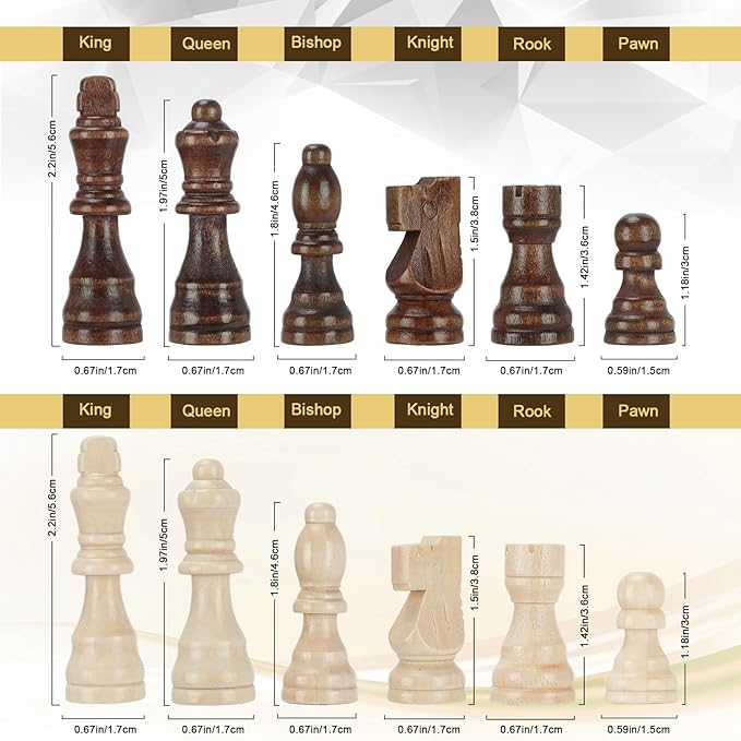 Magnetic Wooden Chess Set for Adults Kids 12'' Chess Board - Image 3