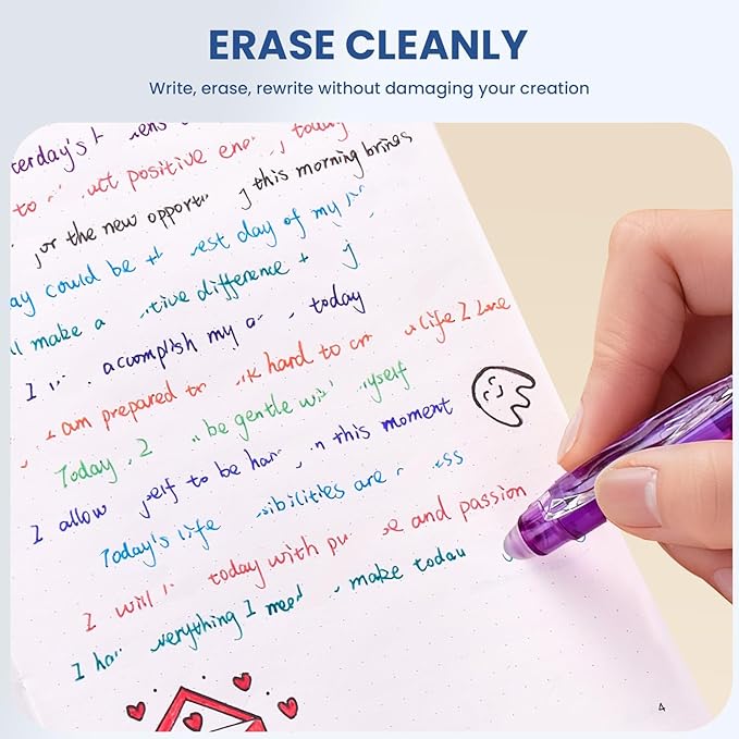 ParKoo Erasable Gel Pens, 15 Colors Retractable Erasable Pens Clicker, Fine - Image 5