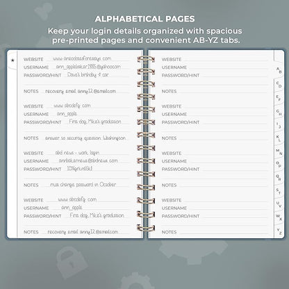 Clever Fox Password Book Spiral – Internet Address & Password Organizer - Image 3