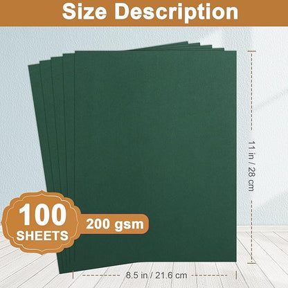 Silunkia 100 Sheets Dark Green Cardstock 8.5 x 11 Crafting Paper, 200gsm/75lb - Image 2