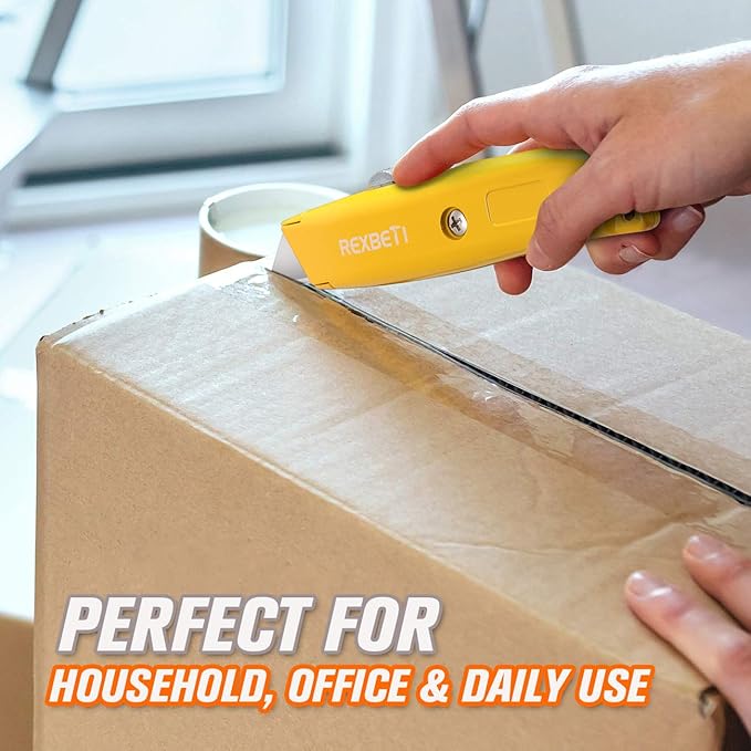REXBETI 4-Pack Utility Knife, Heavy Duty Aluminum Shell Retractable Box Cutter - Image 6
