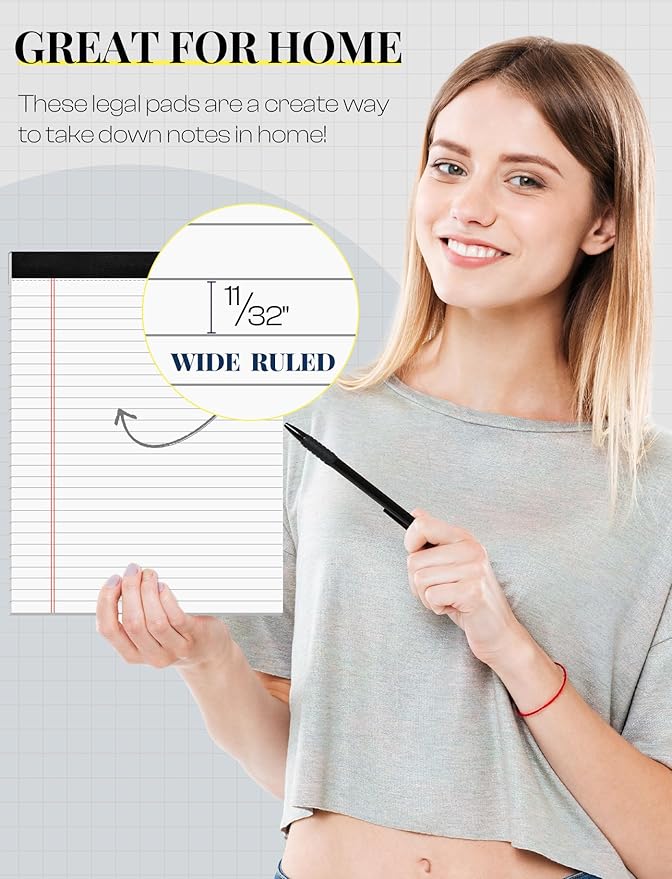 Note Pads 8.5 x 11 Inch, 10 Pack, Legal Pads 8.5 x 11, 30 Sheets Each, - Image 3
