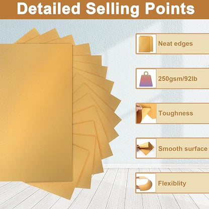Silunkia 120 Sheets Gold Shimmer Cardstock 8.5 x 11 Metallic Paper, 250gsm/92lb - Image 3