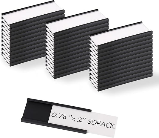 Realth C Channel Magnetic Label Holders 50 Pack 0.78" x 2" by Realth