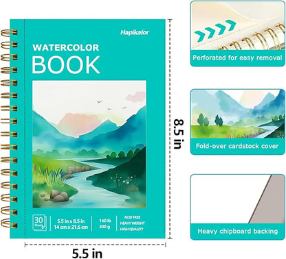 Watercolor Paper Pad, 5.5"x8.5" Water Color Paper, 140lb/300gsm Artist Painting - Image 2