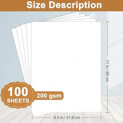 Silunkia 100 Sheets White Cardstock 8.5 x 11 Printer Paper, 200gsm/75lb - Image 2