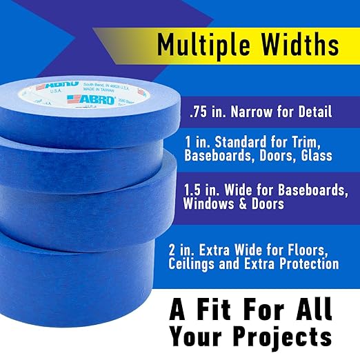 ABRO Blue Painters Tape 1 Inch Wide, 24mm x 55M, All Purpose Blue Tape - Image 4