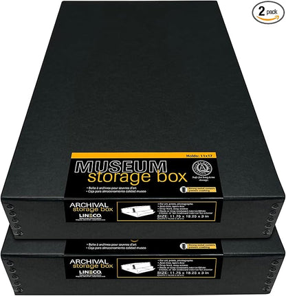 Lineco Museum Archival Storage Box, 11.75x18.25x3 in. Drop Front Design. by Lineco