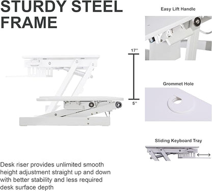 Rocelco 37.5" Height Adjustable Standing Desk Converter - Image 5