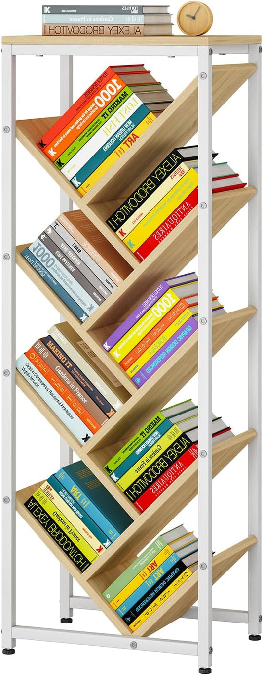 IBUYKE 9 Tier Tree Bookshelf, Floor Standing Wood Bookshelf by IBUYKE