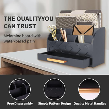 ZALIOJI Wooden Desk Organizer Mail Organizer Countertop, Desktop Organizer Mail - Image 2