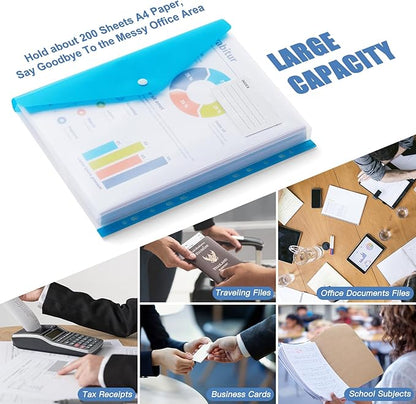 Binder Pocket Organizer Folders, 12 Pack Expandable Files Bag Plastic Envelopes - Image 5