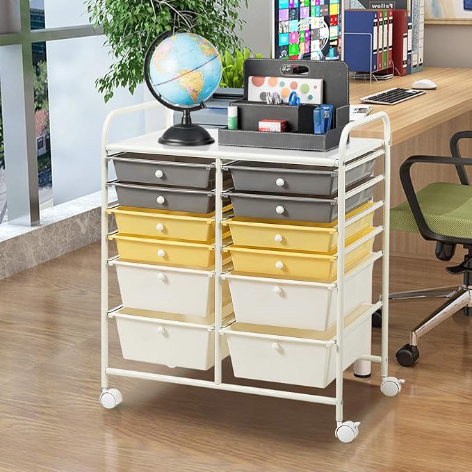Giantex 12 Drawer Rolling Storage Cart Tools Scrapbook Paper Office School - Image 2