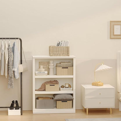 blini 3-Shelf Bookcase White Wooden Bookshelves 33in Wide Floor Standing - Image 6