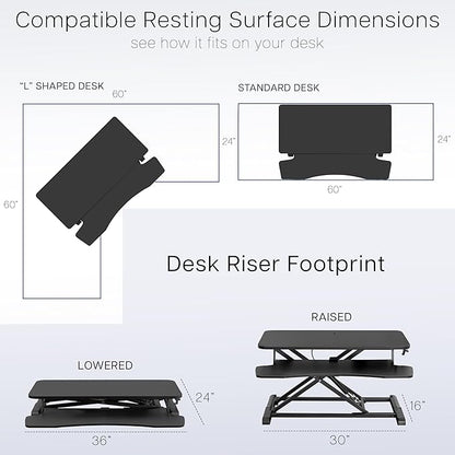 VIVO 36 inch Desk Converter, K Series, Height Adjustable Sit to Stand Riser - Image 6