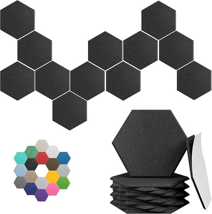 Hexagonal Acoustic Panels-12 Pack High-Density Sound Absorbing Panels by UNECHOACOUSTIC