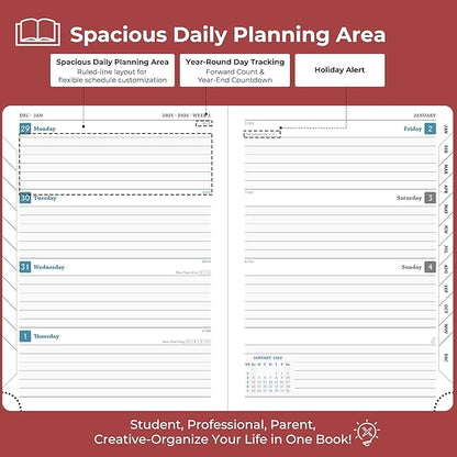 IN-LUXPRO Planner 2026 Daily Weekly and Monthly, 12 Months Spiral Bound - Image 3