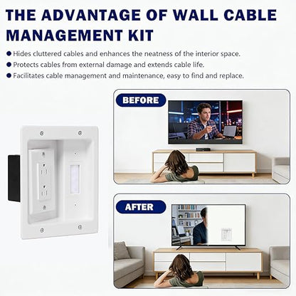 Wall Cable Concealer Management Kit, Recessed Outlet Behind TV - Image 5