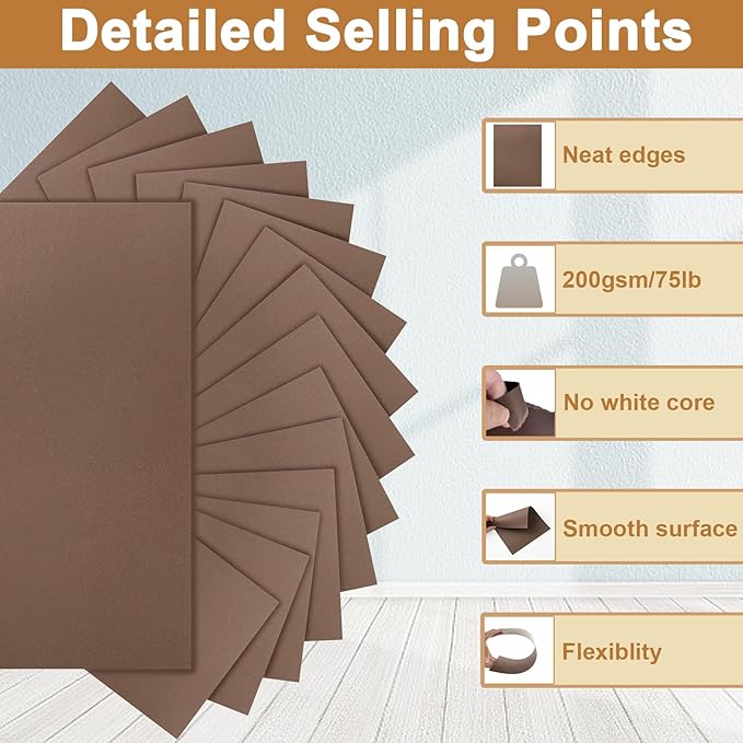 Silunkia 300 Sheets Coffee Cardstock 8.5 x 11 Christmas Paper, 75lb Premium - Image 3