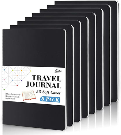 8 Pack Soft Cover Journal Bulk, Feela Notebooks College Ruled by feela