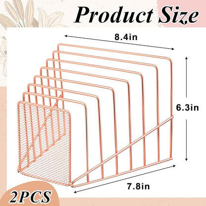 2 Pcs 7 Section Incline File Sorter Metal Wire Mesh File Rack - Image 3