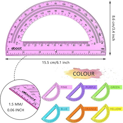 EBOOT 24 Pack Plastic Protractors Math Protractor 180 Degrees 6 Inch - Image 2