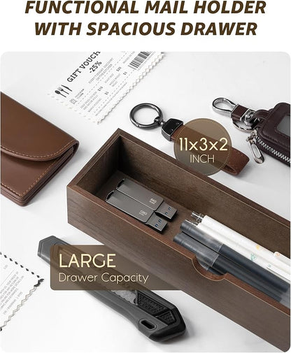 Rebee Vision Farmhouse Wood Mail Organizer Wall Mount - Image 6