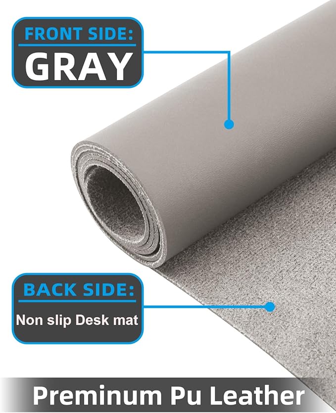 Leather Desk Pad Protector, Large Office Mat & Mouse Pad, Non-Slip Laptop Desk - Image 2