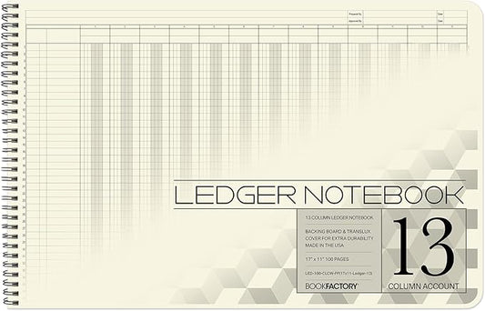BookFactory Accounting Ledger Notebook/Large 13 Column Accounting Ledger by BookFactory