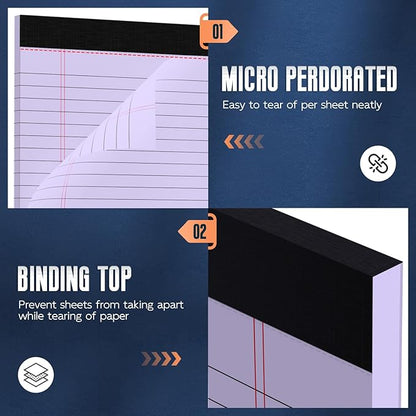 Purple Legal Pad 8.5 x 11 Wide Ruled Note Pads, 3 Pack Notepads 8.5 x 11 Lined - Image 4