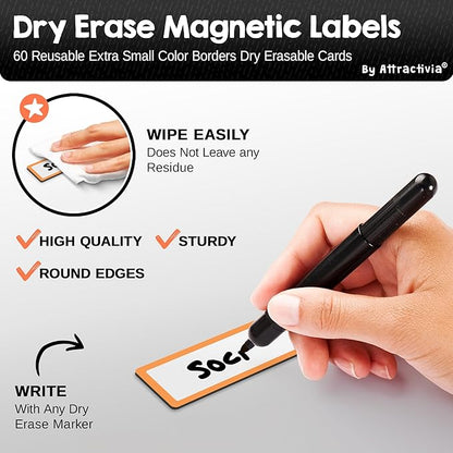 Attractivia Dry Erase Magnetic Labels 2.8 x 1.2 in, Color Borders, Dry Erase - Image 2