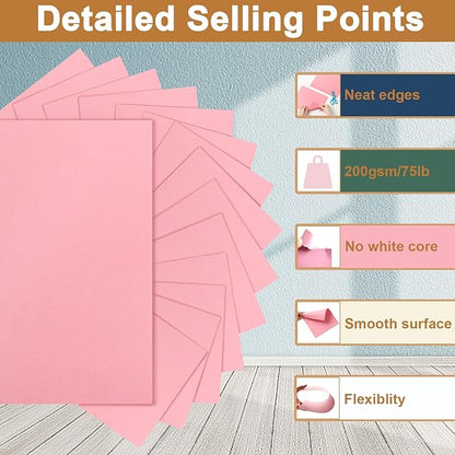 Silunkia 40 Sheets Candy Pink Cardstock 8.5 x 11 Craft Paper, 75lb Premium - Image 3