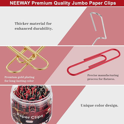 NEEWAY 200pcs Large Paper Clips, 2 Inch Jumbo Paper Clip, Ceative Colored - Image 3