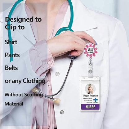 Breast Cancer Awareness Badge Reel Retractable Band ID Clip Cancer Awareness - Image 3