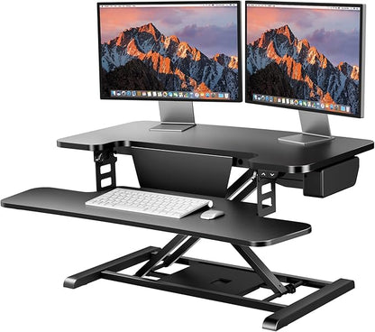 SANODESK 32" Electric Standing Desk Converter, Height Adjustable Riser by sanodesk